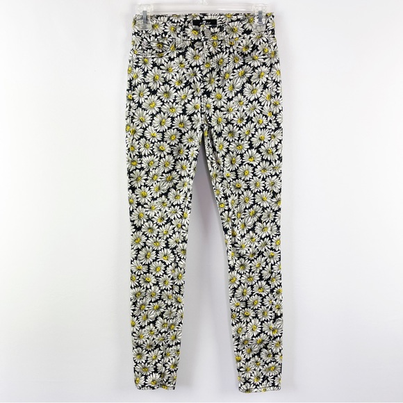 7 For All Mankind Denim - Seven 7 For All Mankind Skinny Jeans Black Daisy Floral Jeans Size 24 Stretchy